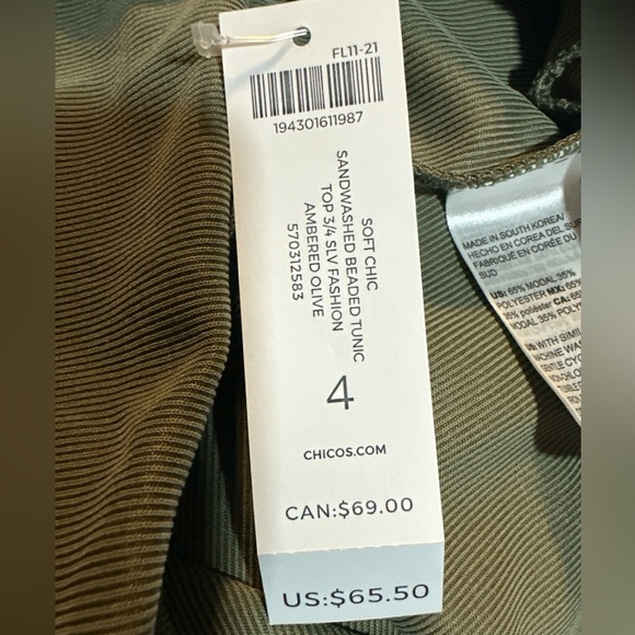 Chico's Chic Olive Tunic Top - Picture 8 of 8